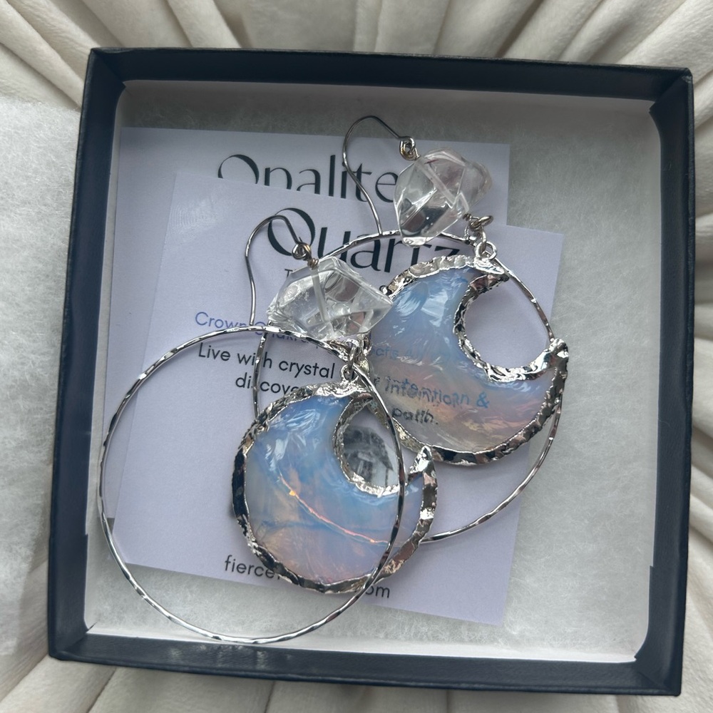 Silver Moon Hoop Earrings - Picture 5 of 5